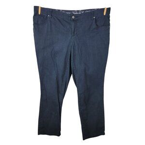 CJ Banks Plus Size 18W Petite Jeans Pants Comfort Waist Straight Fit Black 18P